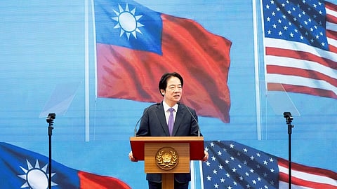 Taiwan's President Lai Ching-te speaks during a press conference on the "Taiwan-US Economic Prosperity Partnership" in Taipei, Taiwan, on Feb. 3, 2026.