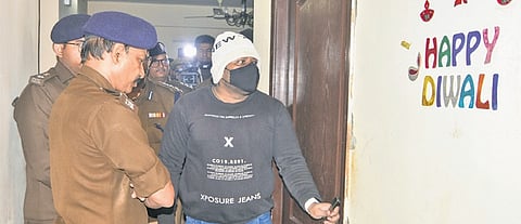 Police officials conduct a site inspection in Bharat City Society in Ghaziabad | pTI