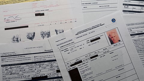 A document that was included in the US Department of Justice release of the Jeffrey Epstein files, photographed Sunday, Feb. 1, 2026, shows the report when Epstein was taken into custody on July 6, 2019.