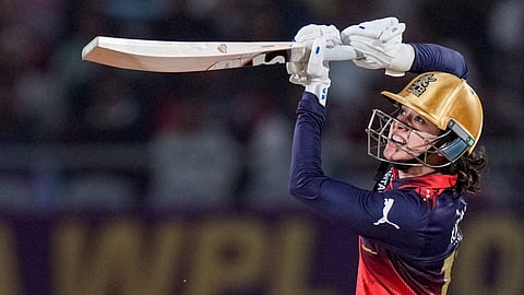 RCB's captain Smriti Mandhana plays a shot during the WPL 2026 final T20 cricket match between Delhi Capitals and RCB, at Baroda Cricket Association Stadium, Kotambi in Vadodara, Gujarat, Thursday, Feb. 5, 2026.