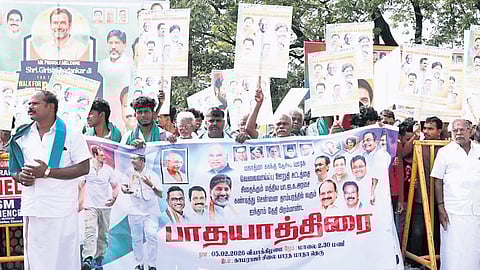 The padayatra on Thursday was part of the Congress’ statewide agitation