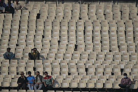 Empty stands at Eden Gardens on Saturday
