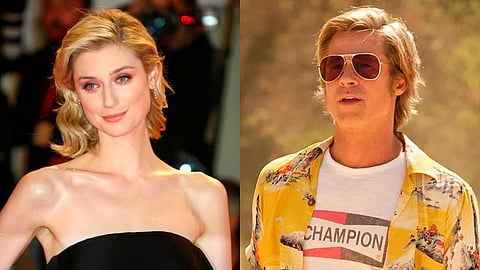 Elizabeth Debicki and a still of Brad Pitt from Once Upon a Time in Hollywood