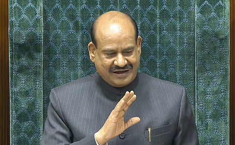 Lok Sabha Speaker Om Birla conducts proceedings in the House during the Budget session of Parliament, in New Delhi, Monday, Feb. 9, 2026.