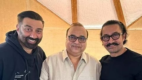(from left) Sunny Deol, Rajkumar Santoshi and Aamir Khan, the team behind Lahore 1947