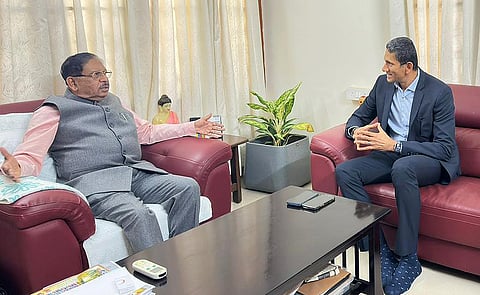 KSCA President Venkatesh Prasad met Home Minister Dr G Parameshwara in Bengaluru on Monday.