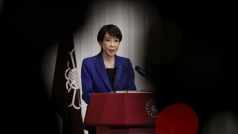 Japan's Prime Minister Sanae Takaichi, leader of the ruling Liberal Democratic Party (LDP), speaks during her press conference Monday, Feb. 9, 2026, in Tokyo.