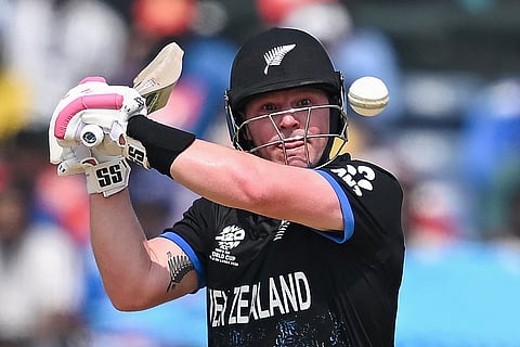 New Zealand's Tim Seifert plays a shot during the 2026 ICC Men's T20 World Cup group stage match between Afghanistan and New Zealand at the MA Chidambaram Stadium in Chennai.