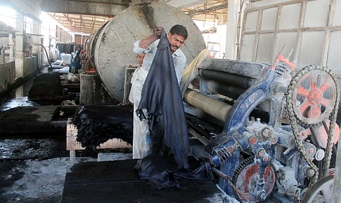 A leather factory in Vellore.