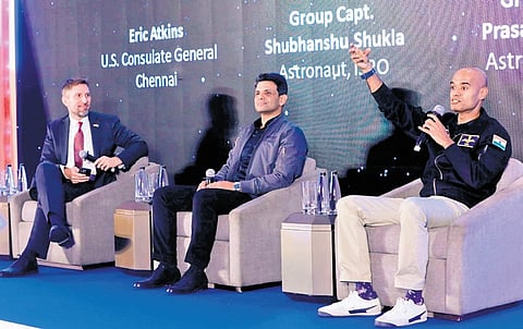 Group Captain Shubhanshu Shukla at a panel discussion on bilateral space policy on the final day of the US-India Space Business Forum on Wednesday