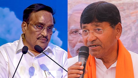 Union Minister C R Patil (L) and Jalalpore MLA R C Patel