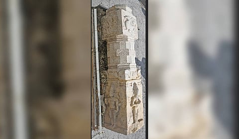 The anitque stone pillar that was illegally smuggled to Austria.