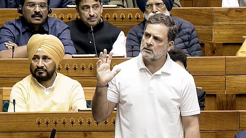 LoP in the Lok Sabha Rahul Gandhi speaks during the Budget session of Parliament, in New Delhi, Wednesday, Feb. 11, 2026.