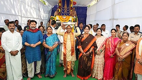The Tirumala Tirupati Devasthanams conducted the Srivari Lakshmi Kasula Haram Shobhayatra in Tirupati on Thursday.