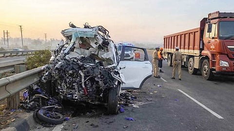 A major accident involving an XUV, a two-wheeler and a truck has resulted in the death of seven persons, including six students.