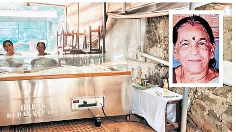 Mortal remains of Omana (inset) placed at the madrasa hall in Kumaranalloor