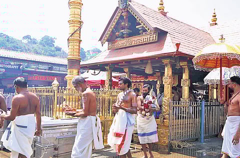 Procession held as part of Kalabhabhishekam at Sabarimala on Friday