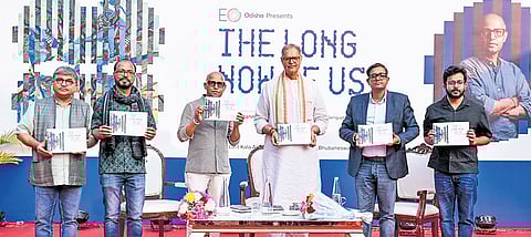 Deputy CM KV Singh Deo along with artist Jagannath Panda (3rd from left) and others during inauguration of the exhibition in Bhubaneswar