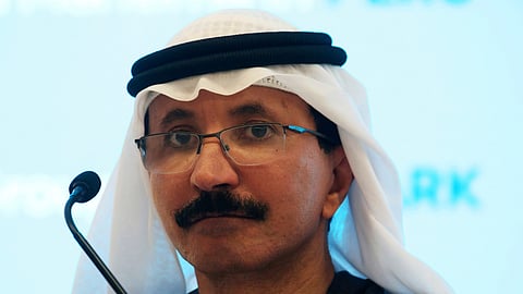 Sultan Ahmed bin Sulayem, the group chairman and CEO of Dubai-backed port operator DP World, listens during a news conference in Dubai, United Arab Emirates, Thursday, March 14, 2019.