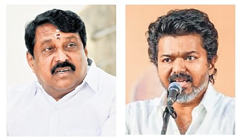 BJP state president Nainar Nagenthran’s (L); TVK chief Vijay.