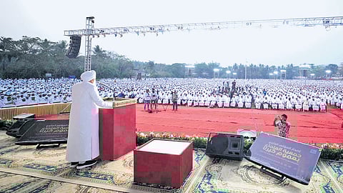 Kanthapuram A P Aboobacker Musaliyar speaking at the programme in Kottakkal in Malappuram on Saturday