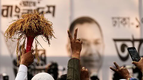 Supporters cheer near the chairman's office of the Bangladesh Nationalist Party (BNP) a day after the national parliamentary election in Dhaka, Bangladesh, Friday, Feb. 13, 2026.