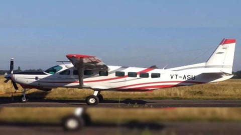 The aircraft is operated by a pilot and co-pilot, along with a key aerial LiDAR sensor operator.