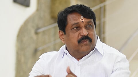 Tamilnadu BJP President Nayinar Nagendran at his reseidence on a exclusive interview with TNIE.