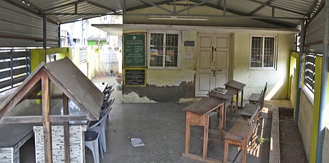 The view of library building which was built in 1963 on Sarayapattarai Street in Woraiyur, and its building is now in a dilapidated condition.