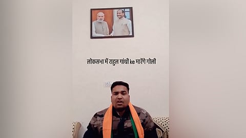 The man, who identified himself as Raj Singh, had issued the video statement, saying that all BJP and Karni Sena workers are deeply angered by the way 25 Congress MPs verbally abused Lok Sabha Speaker Om Birla.