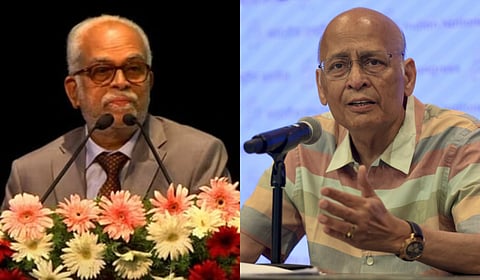 B Sudershan Reddy (L) and Abhishek Manu Singhvi.