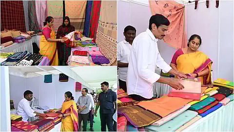 Handloom stalls set up at Andhra Pradesh Lgislative Assembly premises on Thursday, February 20, 2025