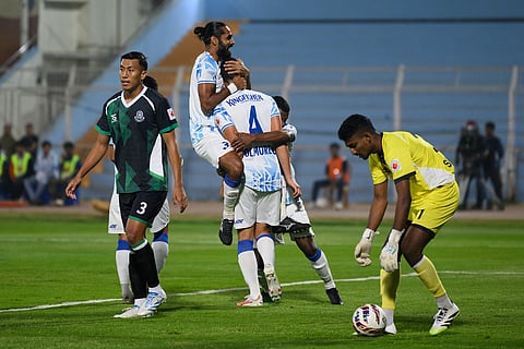 Pol Morena celebrates with teammates on Friday