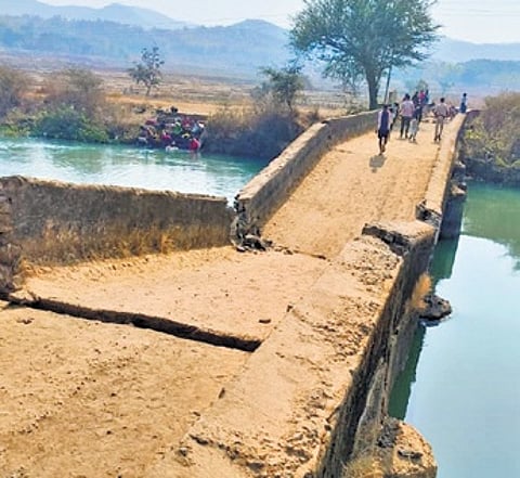 The dilapidated bridge in Jeypore