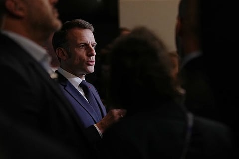 France's President Emmanuel Macron attends the opening of the International Agriculture Fair in Paris, Saturday, Feb 21, 2026.