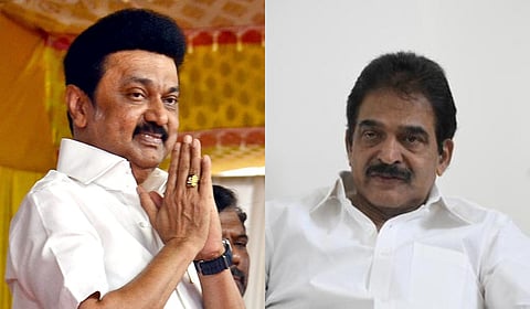 Tamil Nadu Chief Minister MK Stalin (L) and Congress general secretary K C Venugopal.