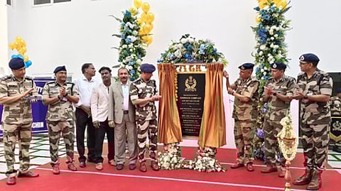 CISF Director General Praveer Ranjan inaugurating the phase -I of a solar-powered Integrated Barrack Complex at the Aviation Security Group (ASG) of Cochin, on Sunday.