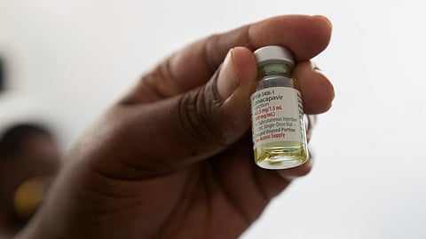 A nurse holds a vial of lenacapavir, a new HIV prevention drug, in Harare, Zimbabwe, Thursday, Feb. 19, 2026.