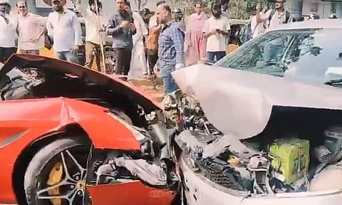 A red Ferrari collided with a car on Road No 45 in Jubilee Hills