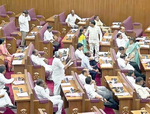Legislative Council in session at Velagapudi on Monday.