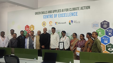 An AI Center of Excellence in Green Skills was inaugurated on February 12 by Higher Education Minister, MC Sudhakar and others