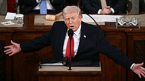 US President Donald Trump delivers the State of the Union address in the House Chamber of the US Capitol in Washington, DC, on February 24, 2026.