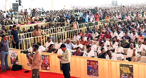 Stalin on Wednesday inaugurated 1217 completed projects worth Rs 632.35 crore, laid foundation stone for 1237 new projects worth Rs 294.09 lakh and distributed welfare measures worth Rs 858.92 crore to 3,12,082 beneficiaries.