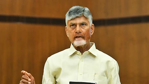 CM Nara Chandrababu Naidu during the assembly session on Tuesday.