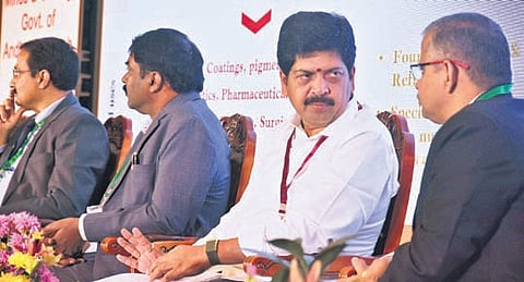 Mines and Geology Minister Kollu Ravindra participates at a workshop on Beach Sand Mineral in Vijayawada on Wednesday.