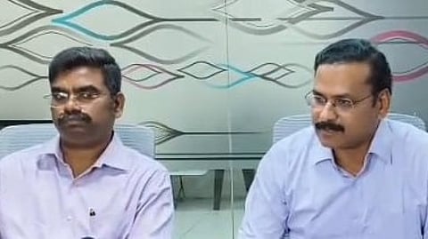 Health commissioner Veerapandiyan and IPM director Neelakanta Reddy addressing the media on Tuesday.
