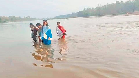 Risking their lives, girls of Komarada cross the Nagavali river to attend Inter exams. Otherwise, they need to travel 45 km to reach exam centres.