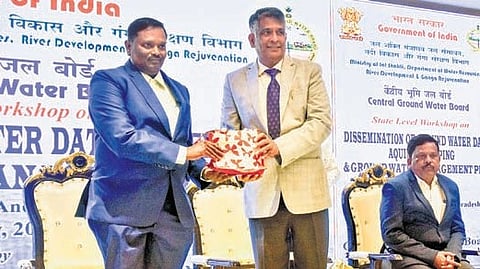 N Varadaraj, CGWB Member (Engineering), takes part at a State Level Workshop on Dissemination of Groundwater data in Vijayawada on Wednesday.