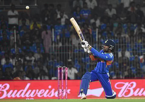 Tilak Varma in action on Thursday