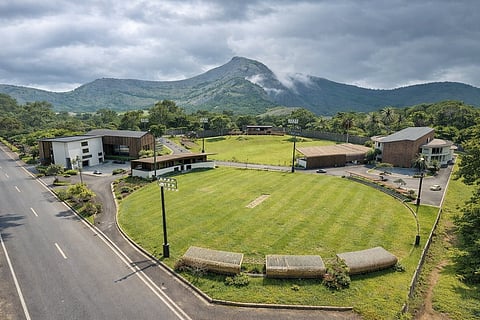 A model of the sports hub coming up in Akathethara, Palakkad